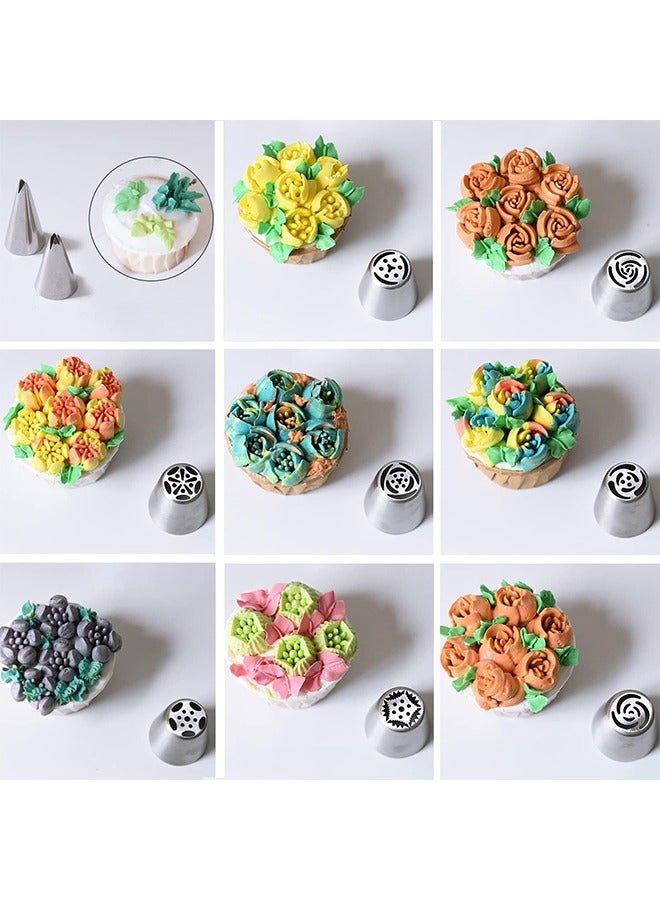 27 قطعة من مجموعة نصائح الأنابيب الروسية ، نصائح تزيين الكيك مستلزمات الخبز لكعكات الكب كيك حفلة عيد ميلاد (12 نصيحة كريمة للتزيين 10 أكياس خبز معجنات 2 أطراف أنابيب ورقية 2 مقرنات 1 كيس سيليكون) - Image 4