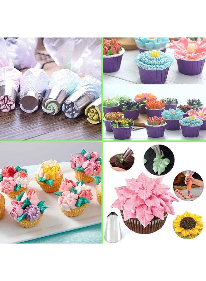 27 قطعة من مجموعة نصائح الأنابيب الروسية ، نصائح تزيين الكيك مستلزمات الخبز لكعكات الكب كيك حفلة عيد ميلاد (12 نصيحة كريمة للتزيين 10 أكياس خبز معجنات 2 أطراف أنابيب ورقية 2 مقرنات 1 كيس سيليكون) - Image 3