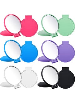 Mini Folding Mirror Round Compact Mirror Portable Pocket Mirror Makeup Small Mirror Vintage Portable Travel Makeup Mirror For Women Girls Daily Use (Pink Purple Green Blue Black White12 Pieces)