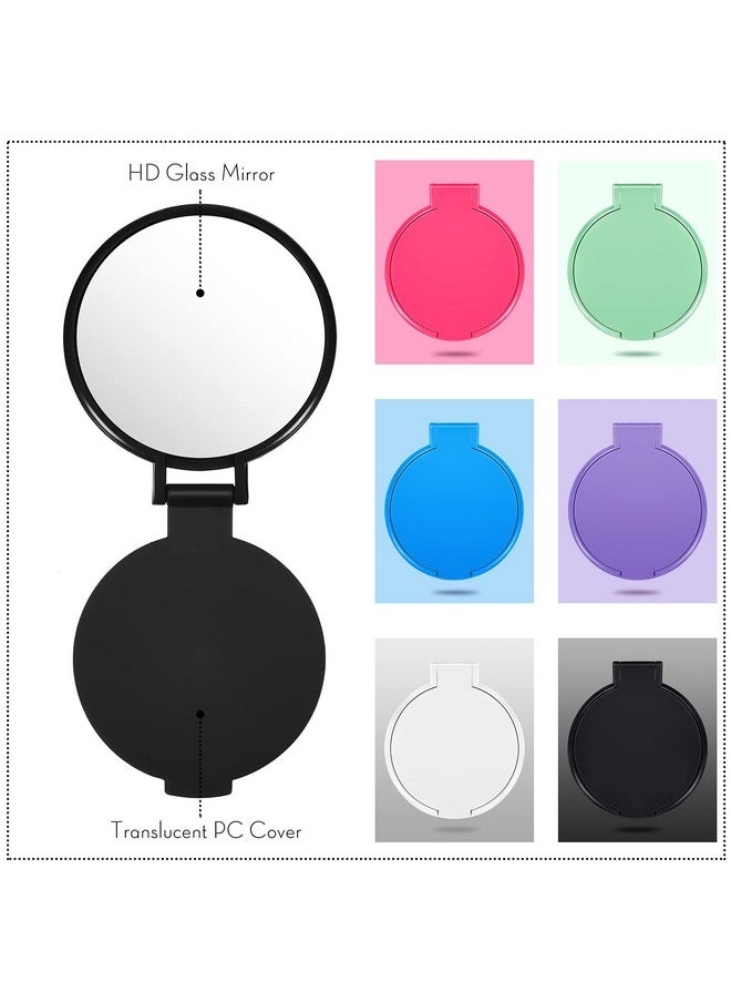 Jetec - Mini Folding Mirror Round Compact Mirror Portable Pocket Mirror Makeup Small Mirror Vintage Portable Travel Makeup Mirror For Women Girls Daily Use (Pink Purple Green Blue Black White12 Pieces) - Image 1
