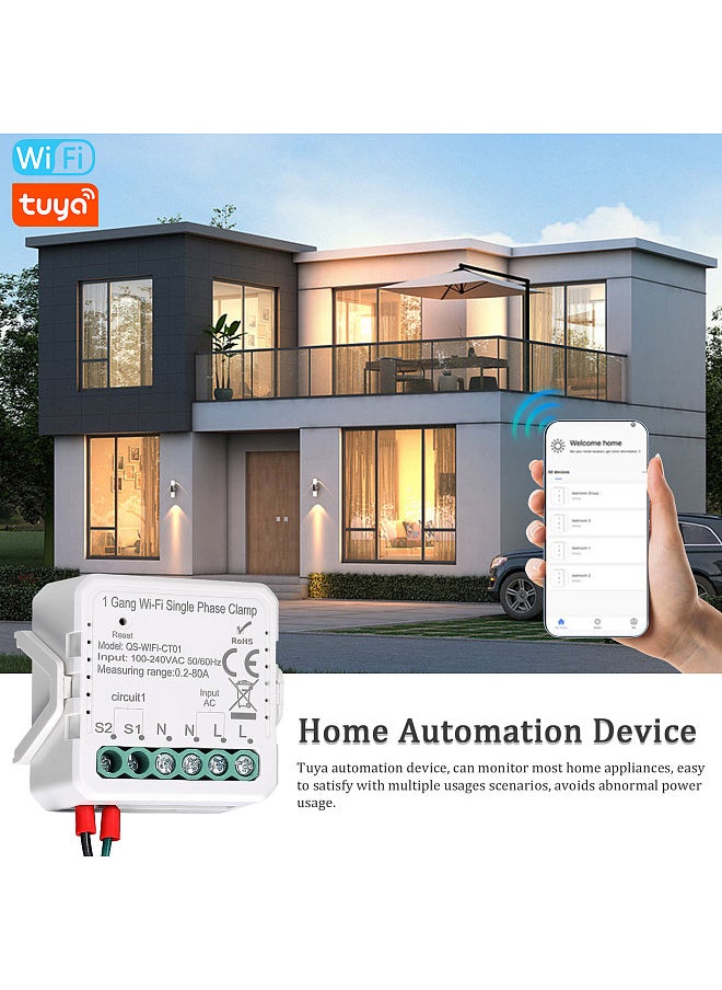 ماركة غير محددة - Tuya WiFi 2 Gang 80A مرحلة واحدة المشبك الشمسية الكهروضوئية ثنائية الاتجاه اتجاهين مقياس الطاقة الهاتف المحمول التطبيق التحكم الحالي محول الجدول الزمني جهاز أتمتة المنزل - Image 1