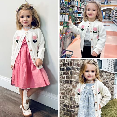 Simplee kids Baby Sweater Beige Girl Sweater Knitted Cardigan for Toddler 1-9Years Spring Kids Solid Jacket Beige - Image 3