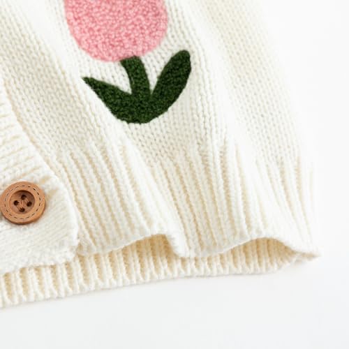 Simplee kids Baby Sweater Beige Girl Sweater Knitted Cardigan for Toddler 1-9Years Spring Kids Solid Jacket Beige - Image 5