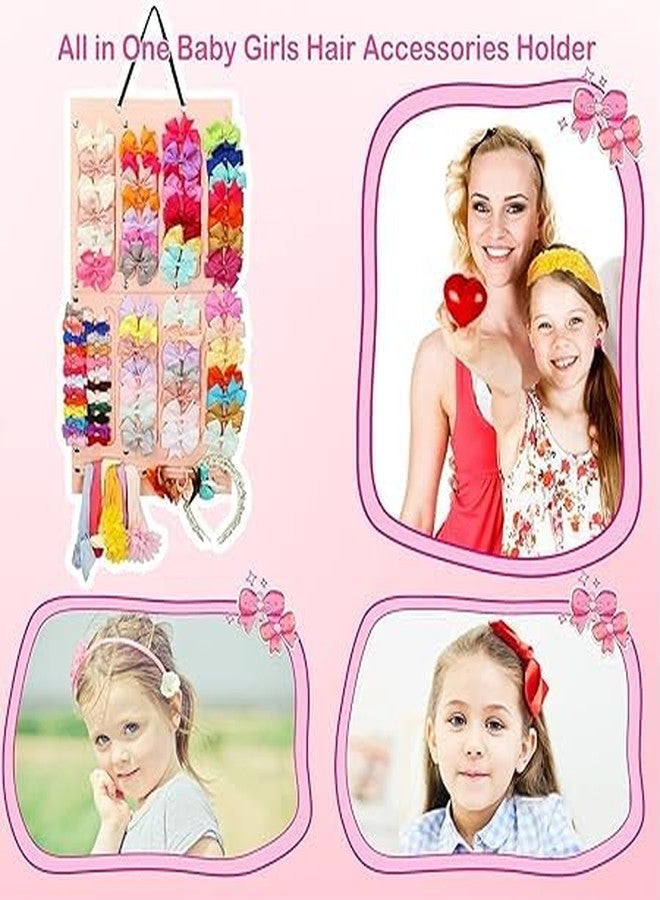 JAMBUVANTI Bows hairband Holder 16 Ribbons Row Organizer Bow Hanger for Girls Baby Hair Accessory Storage Display Wall Hanging for Girl Room Baby Nursery Decors - Image 5