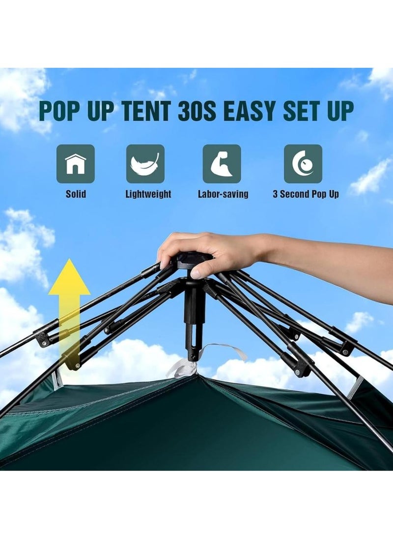 AIWANTO Pop Up Tent Double Doors Frame Garden Picnic Hiking Tent Light and Practical Popup Tent Waterproof for Camping for 3-4 People 200 * 200 * 135cm  - Image 2