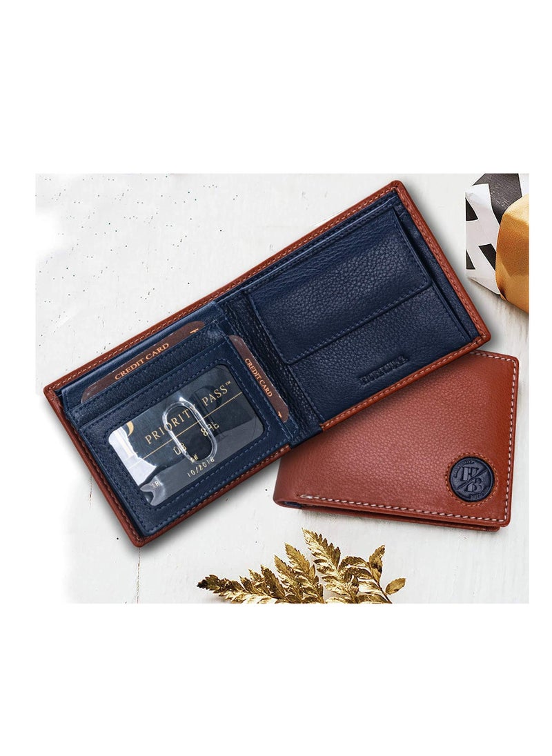 HORNBULL Bill Men’s Leather Wallet, Rust/Navy, Modern  - Image 5