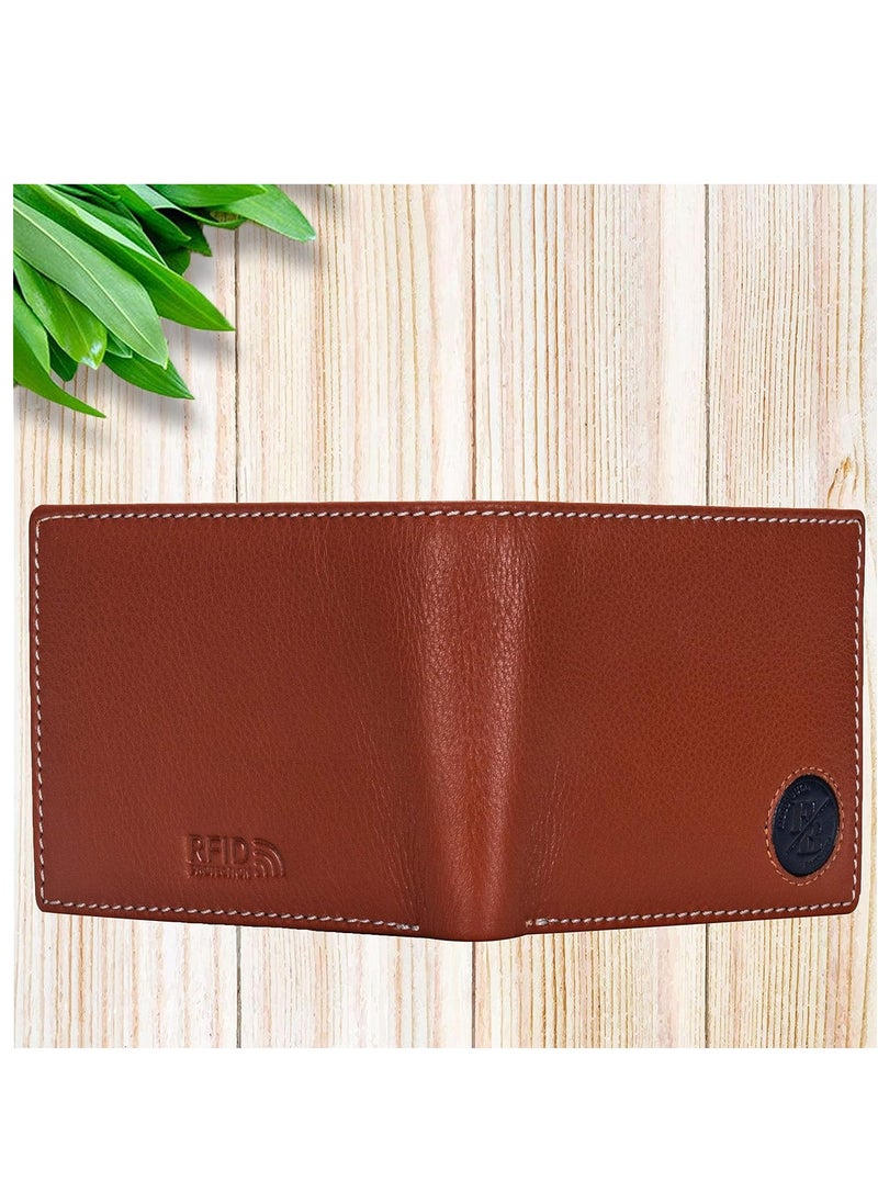 HORNBULL Bill Men’s Leather Wallet, Rust/Navy, Modern  - Image 2