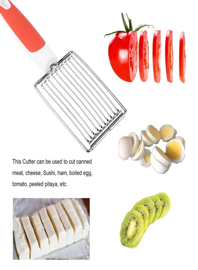 ASHATA Lunch Meat Slicer, Stainless Cutter with Handle for Cheese Potato Egg Ham Fruit Tomato, Quality Stainless Steel 10 Wires for 11, Stainless Steel Fruit Vegetable Slicer - Image 3
