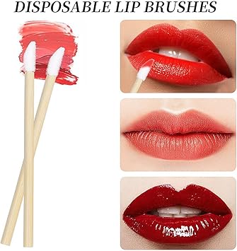 50 قطعة فرش شفاه من الخيزران فرشاة شفاه قابلة للاستخدام مرة واحدة أدوات تطبيق ملمع الشفاه عصي أحمر الشفاه أدوات مكياج مثالية - Image 4
