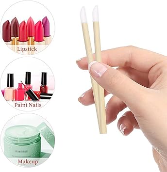 50 قطعة فرش شفاه من الخيزران فرشاة شفاه قابلة للاستخدام مرة واحدة أدوات تطبيق ملمع الشفاه عصي أحمر الشفاه أدوات مكياج مثالية - Image 5