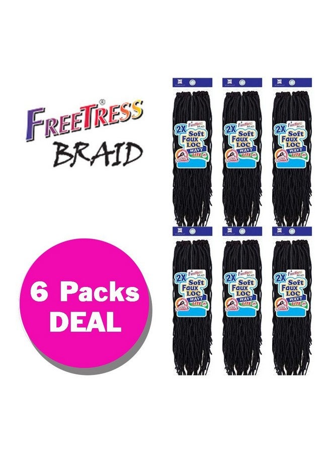Freetress 2X Soft Wavy Faux Loc 12 (6Pack 1B) Freetress Synthetic Crochet Braid Dread Locks By Freetress - Image 4