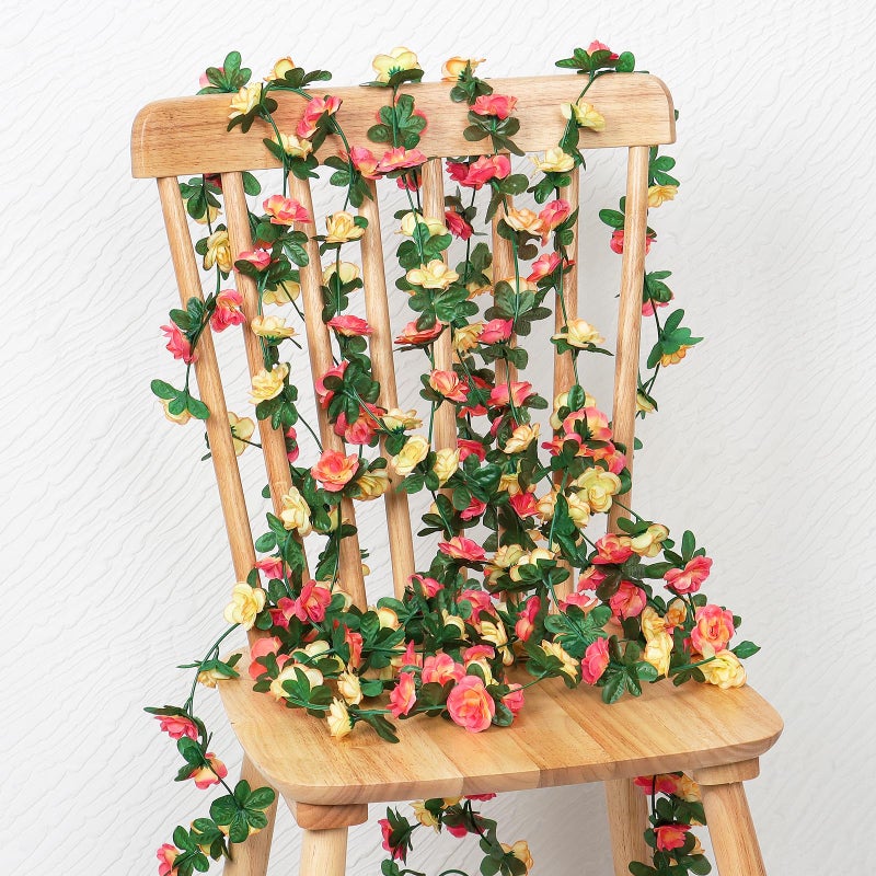 KHOYIME 9 Pack 72 FT Artificial Flower Garland, Fake Champagne Roses Vines Silk Flowers Faux Outdoor Hanging Floral Ivy Garland Decoration for Wedding Arch Bedroom Home Wall Backdrop Room Decor - Image 5