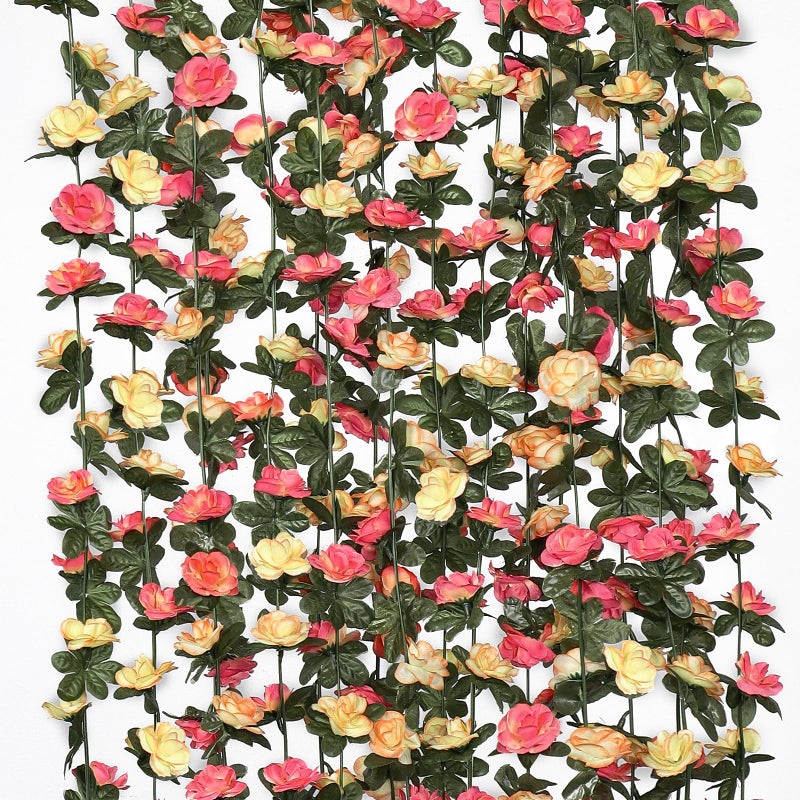 KHOYIME 9 Pack 72 FT Artificial Flower Garland, Fake Champagne Roses Vines Silk Flowers Faux Outdoor Hanging Floral Ivy Garland Decoration for Wedding Arch Bedroom Home Wall Backdrop Room Decor - Image 1