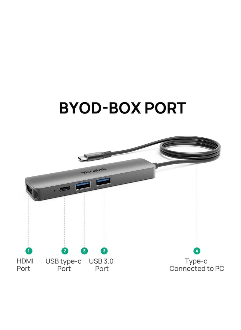 يالينك Yealink BYOD-Box Hub for UVC34 UVC40 E2 Video Camera Conferencing Specifically Designed to Work Between UVC Camera and Laptops with Type-C Port Plug-and-Play Webcam Meeting Kit for Conference Room - Image 5
