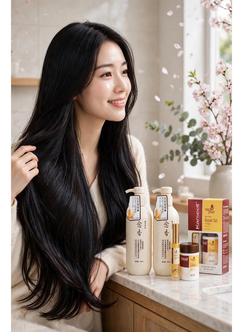 Karseell Luxury Hair Care Routine – Shampoo, Conditioner, Mask & Serum Enjoy a salon-inspired self-care routine with four essential hair products that work together to refresh, moisturize, nourish, and smooth strands for beautifully soft, glossy, manageable, and polished-looking hair every day. - Image 5