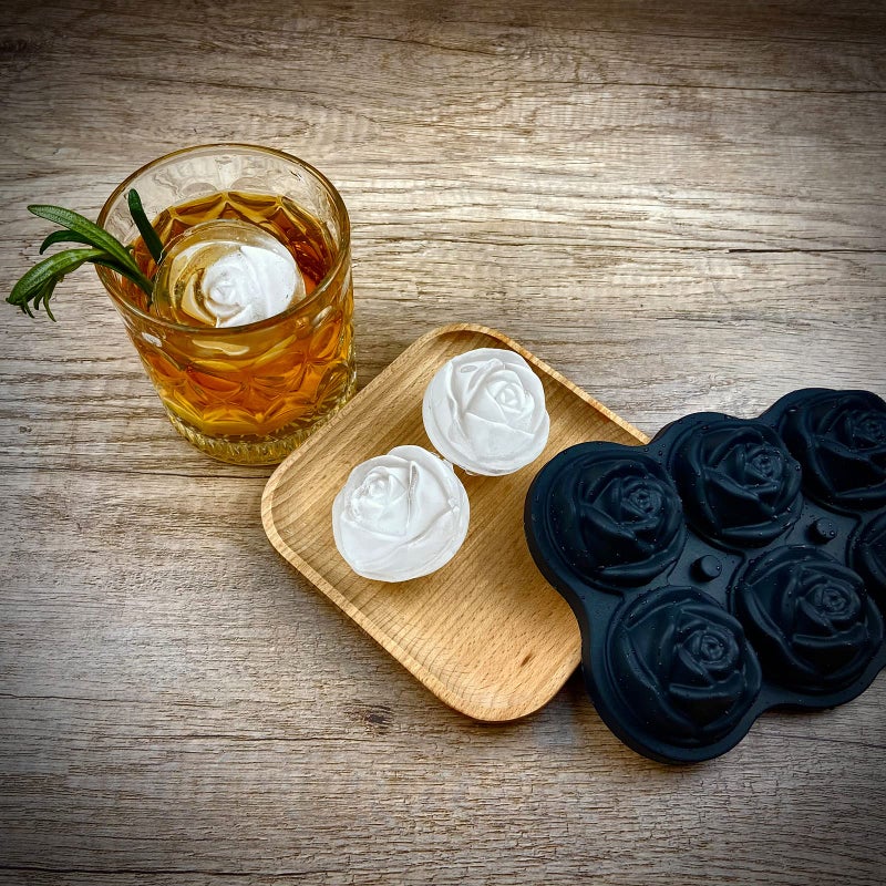 Camkyde Rose Ice Cube Tray 2 Inch [1 Mold + 1 Funnel + 6 Stoppers]  6 Cavity Silicone Rose Ice Cube Mold For Whiskey  Chilling Cocktails  Bourbon  Juice (Black) - Image 5