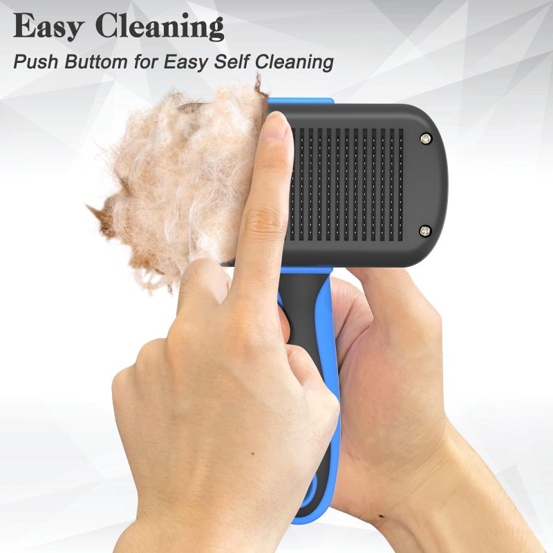 Dipoo Self-Cleaning Brush for Pet Deshedding - Skin-Friendly Grooming Tool for Dogs and Cats, Blue - Image 3