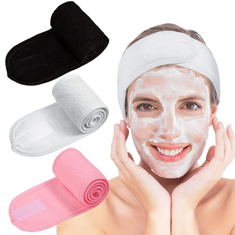 SITOLO SITOLO Spa Facial Headband for Women Makeup Head Wrap Towel Terry Cloth Sport Headband NonSlip Stretchable Adjustble Elastic Polycotton Facial Band for Shower Yoga Gym Multicolor 3 Pcs - Image 1