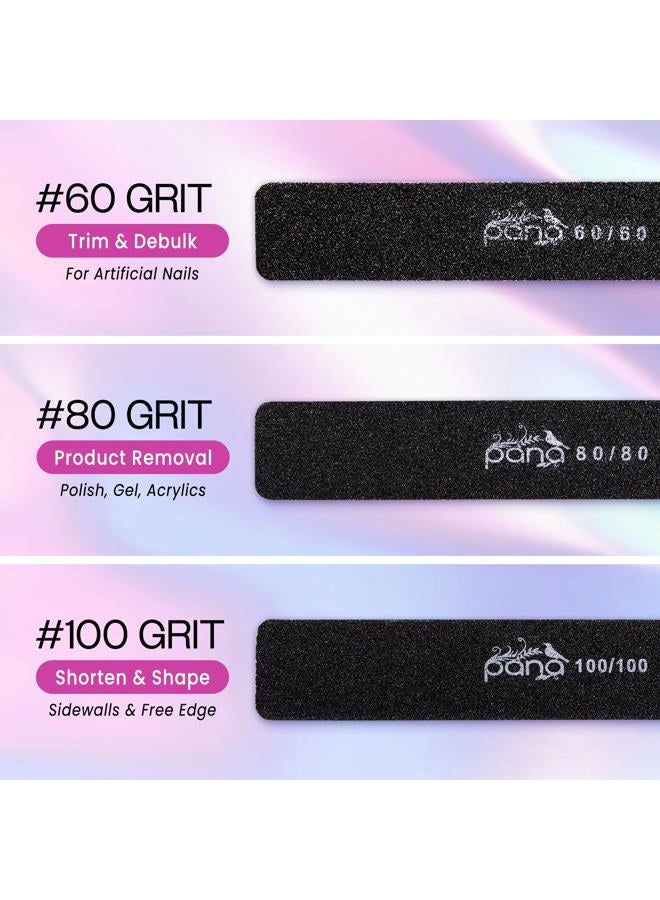 Pana 10pcs - Jumbo Double-Sided Emery Nail File for Manicure, Pedicure, Natural, and Acrylic Nails - Black (Grit 100/180) - Image 4