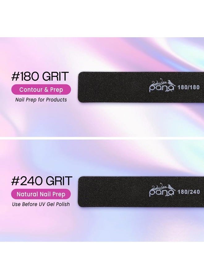Pana 10pcs - Jumbo Double-Sided Emery Nail File for Manicure, Pedicure, Natural, and Acrylic Nails - Black (Grit 100/180) - Image 5
