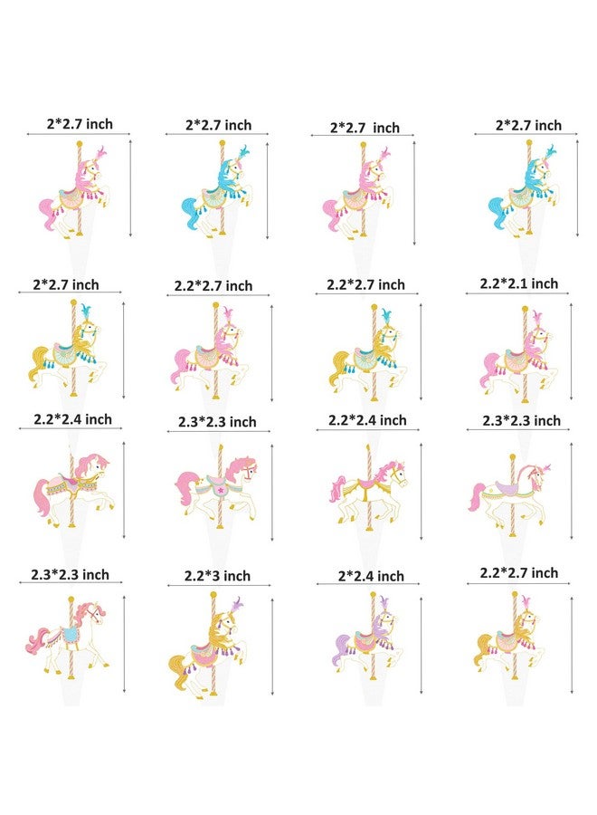 umoni زينة كعك حصان دوار 48 قطعة زينة كعكة حصان دوار لحفلة الكرنفال أعواد كعك حصان لعيد ميلاد الحصان لوازم حفلة لموضوع حديقة الملاهي زينة حفلة استقبال المولود - Image 5