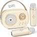 PRUNUS C20 Mini Karaoke MachineValentines Day Gifts for Her Him Kids MensPortable Bluetooth Speaker with 2 Wireless Microphone for Boys Girls 312 Years Old Birthday Party Beige - Image 3