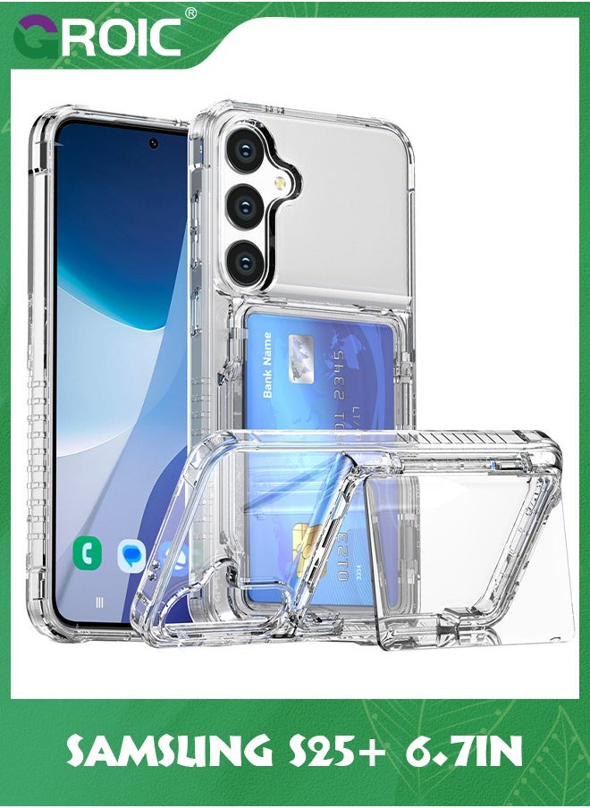 GROIC for Samsung Galaxy S25 Plus Case, Wallet Clear Protective Phone Case with Credit Card Holder Heavy Duty Protection Shockproof Anti-Scratch Anti-Yellow Cover for Samsung Galaxy S25 Plus 6.7 inch  - Image 1