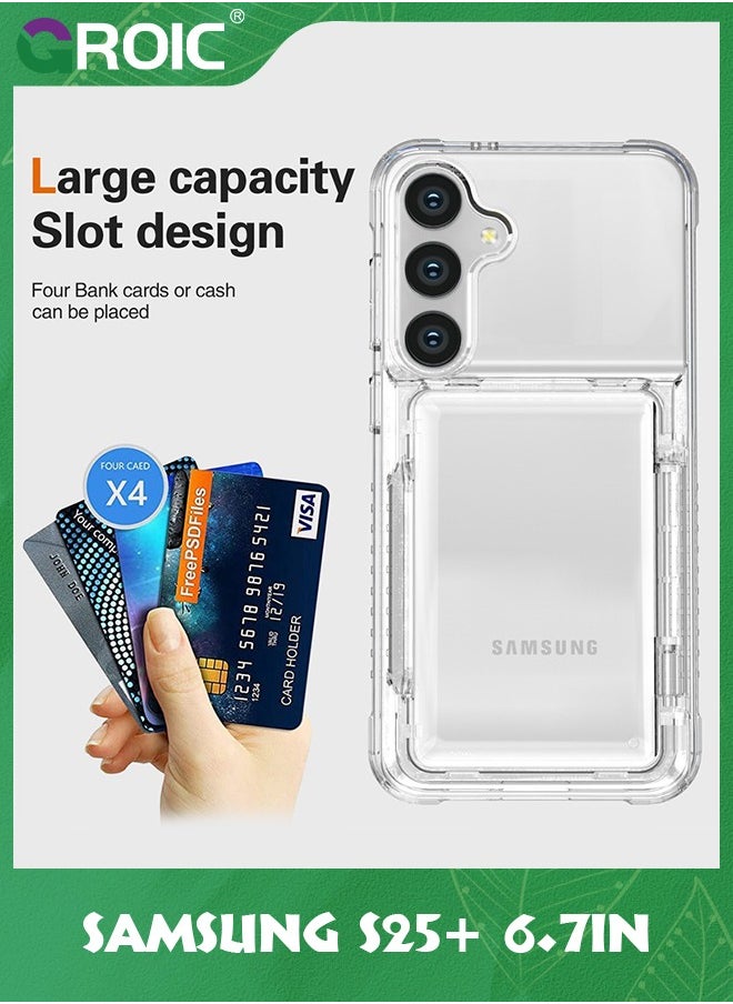 GROIC for Samsung Galaxy S25 Plus Case, Wallet Clear Protective Phone Case with Credit Card Holder Heavy Duty Protection Shockproof Anti-Scratch Anti-Yellow Cover for Samsung Galaxy S25 Plus 6.7 inch  - Image 2