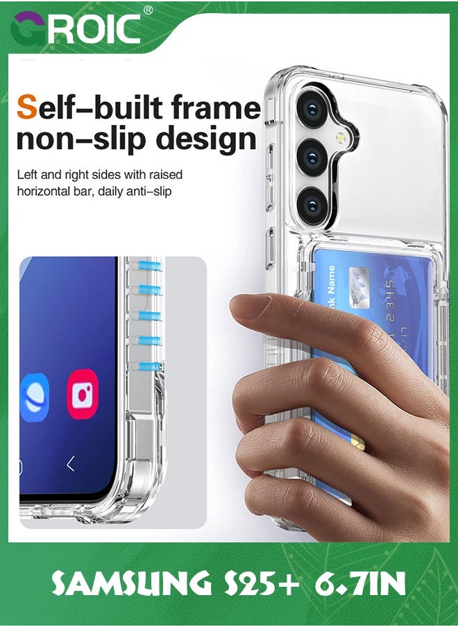 GROIC for Samsung Galaxy S25 Plus Case, Wallet Clear Protective Phone Case with Credit Card Holder Heavy Duty Protection Shockproof Anti-Scratch Anti-Yellow Cover for Samsung Galaxy S25 Plus 6.7 inch  - Image 5