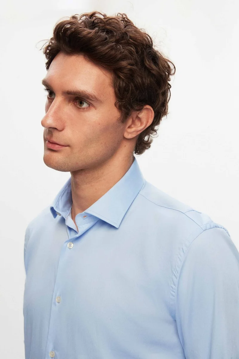 D'S DAMAT D'S Groom Slim Fit Blue Plain Shirt 2HE02DY05006M