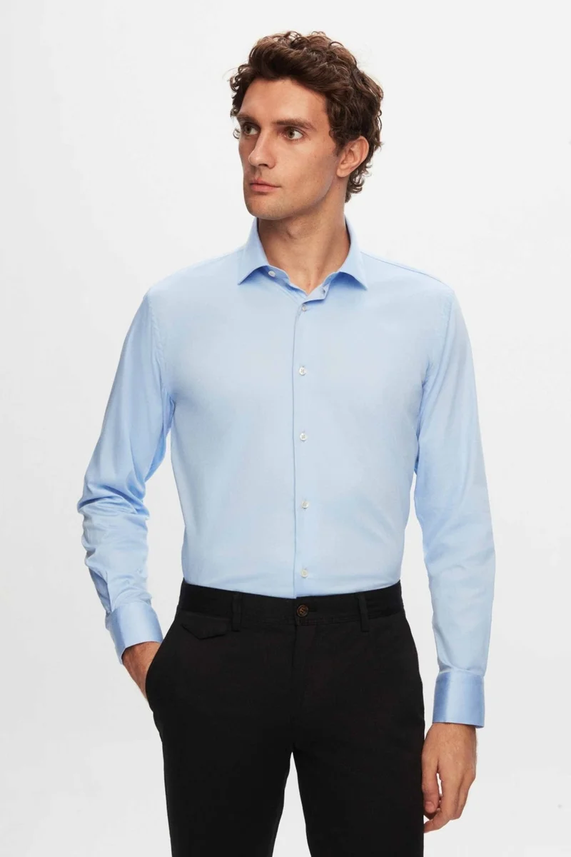 D'S DAMAT D'S Groom Slim Fit Blue Plain Shirt 2HE02DY05006M
