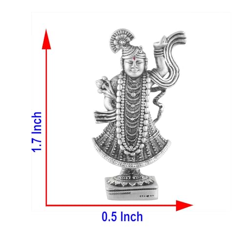 PRD CARATCAFE Silver Shreenath ji Nathdwara Temple Statue | Idol | Murti 25+ GMS Silver 925 Shreenath Bhagwan God Murti for Home Pooja - Image 5