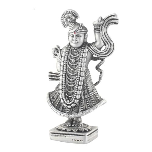 PRD CARATCAFE Silver Shreenath ji Nathdwara Temple Statue | Idol | Murti 25+ GMS Silver 925 Shreenath Bhagwan God Murti for Home Pooja - Image 2