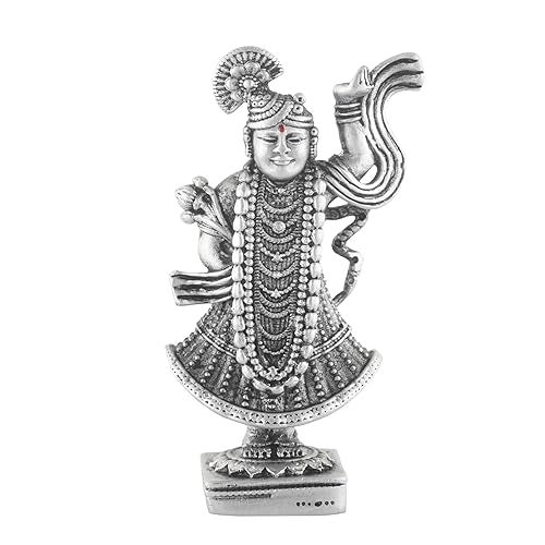 PRD CARATCAFE Silver Shreenath ji Nathdwara Temple Statue | Idol | Murti 25+ GMS Silver 925 Shreenath Bhagwan God Murti for Home Pooja - Image 1