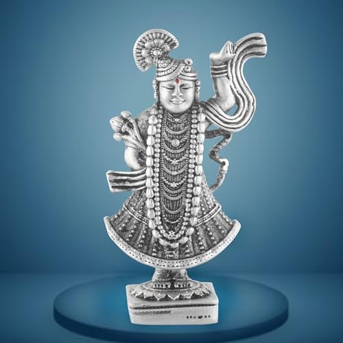 PRD CARATCAFE Silver Shreenath ji Nathdwara Temple Statue | Idol | Murti 25+ GMS Silver 925 Shreenath Bhagwan God Murti for Home Pooja - Image 4