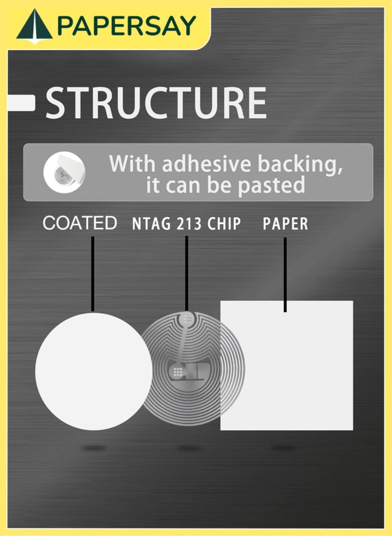 PAPERSAY 50pcs x NTaG213 NFC Tags & Stickers - Anti-Metal NFC Tags, Works on Metal Surfaces, Compatible with NFC-enabled Smartphones and Devices - Image 3