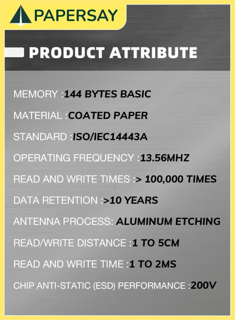 PAPERSAY 50pcs x NTaG213 NFC Tags & Stickers - Anti-Metal NFC Tags, Works on Metal Surfaces, Compatible with NFC-enabled Smartphones and Devices - Image 2