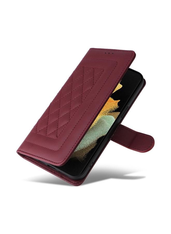 S-TOP Case For Samsung Galaxy S21 Ultra 5G Diamond Lattice Leather Flip Phone Case - Image 5