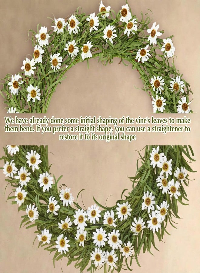 Daifunli White Daisy Wreath for Front Door 18 Inch Spring Summer Artificial Greenery Faux Wild Grass Flower Wreath for Wedding Porch Indoor Outdoor All Seasons Decor, Rustic and Farmhouse Home Decor - Image 3