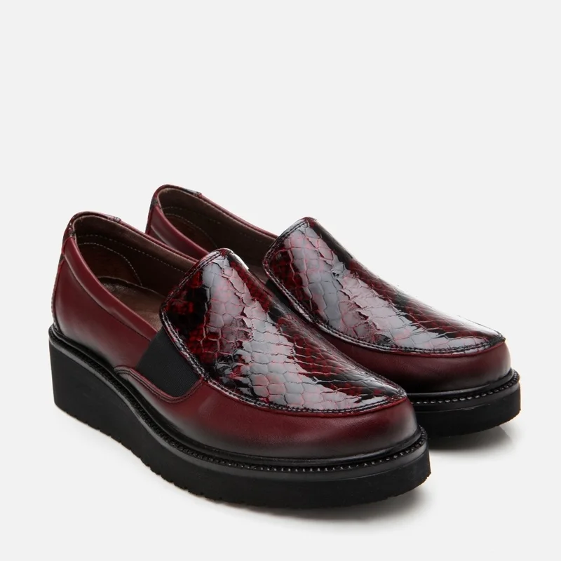 Hotiç 01AYH294670A178 GENUINE Leather Claret Red Women's Loafer