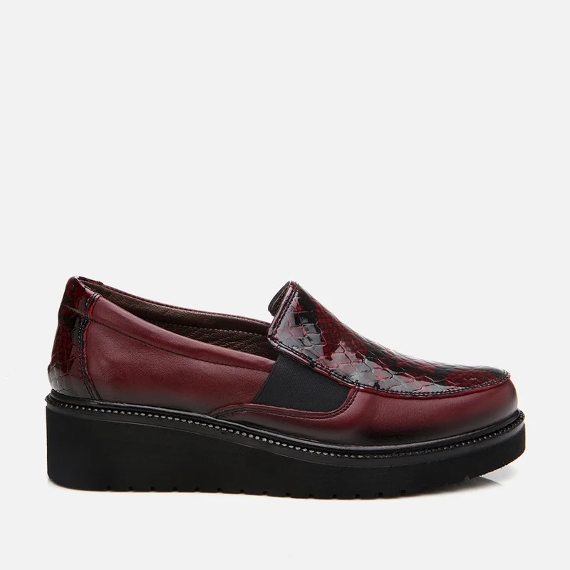 Hotiç 01AYH294670A178 GENUINE Leather Claret Red Women's Loafer