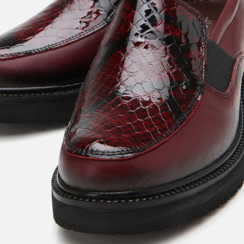 Hotiç 01AYH294670A178 GENUINE Leather Claret Red Women's Loafer