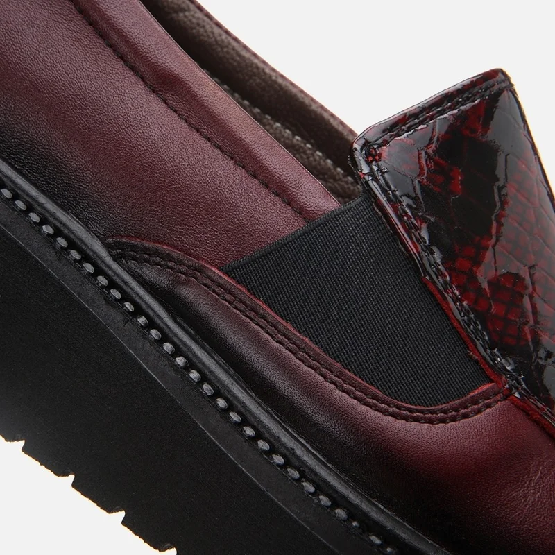 Hotiç 01AYH294670A178 GENUINE Leather Claret Red Women's Loafer