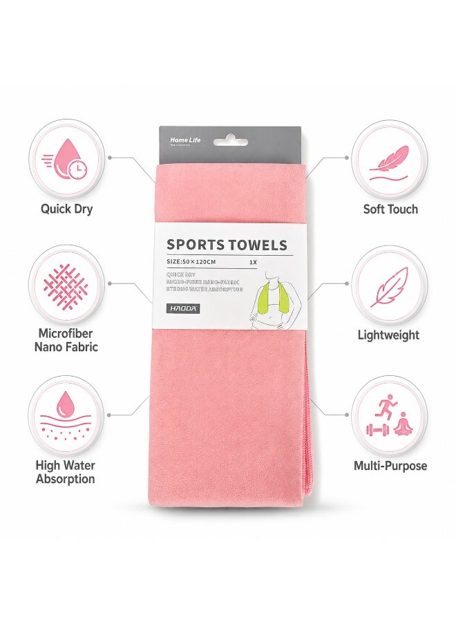 Quick Dry Microfiber Sports Towel 120 x 50 cm Lightweight Gym Towel With Strong Water Absorption Fast Drying Nano Fabric For Gym Travel Sports And Home (Rose Pink) - Image 4