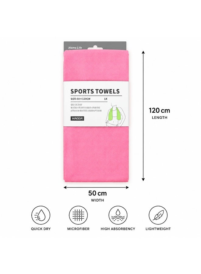 Quick Dry Microfiber Sports Towel 120 x 50 cm Lightweight Gym Towel With Strong Water Absorption Fast Drying Nano Fabric For Gym Travel Sports And Home (Rose Pink) - Image 5