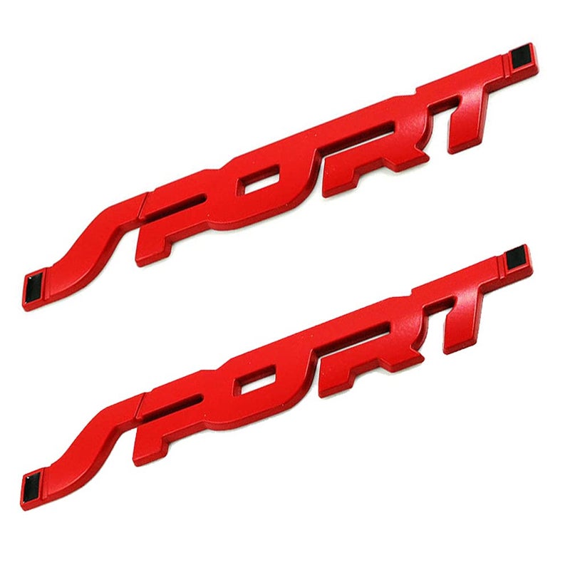 HUAPX 2Pack Metal Car Sport Sticker3D Premium Car Side Fender Rear Trunk Emblem Logo Badge Decals Compatible for FordJeepBMWDodge RamCadillacChryslerToyotaChevroletRED