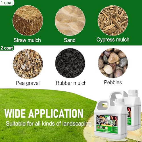 YumCraft Mulch Glue - 64oz Mulch Adhesive Pea Gravel Binder for Landscaping, Garden - Concentrate Landscape Rock Glue Mulch Stabilizer, Last up to 2 Years, Gravel Glue & Lock for Bonding Bark, Sand - Image 2