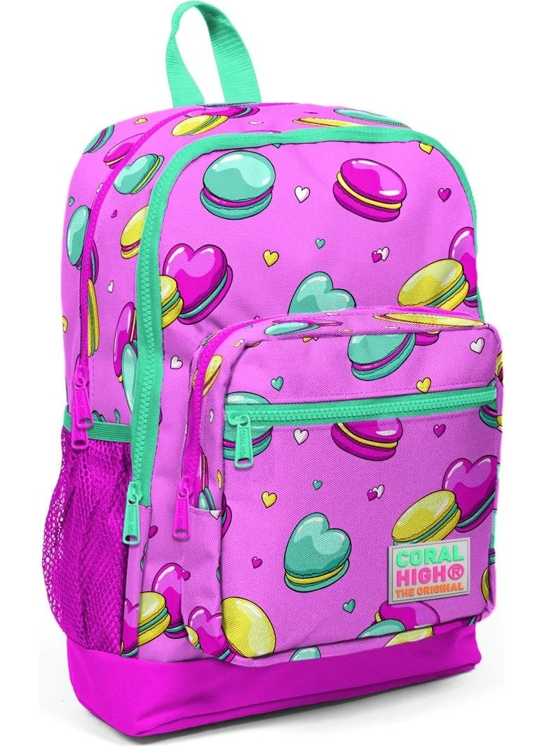 CORAL HIGH Kids Light Pink Water Green Macaron Patterned USB 3-Piece School Bag Set SET0123261