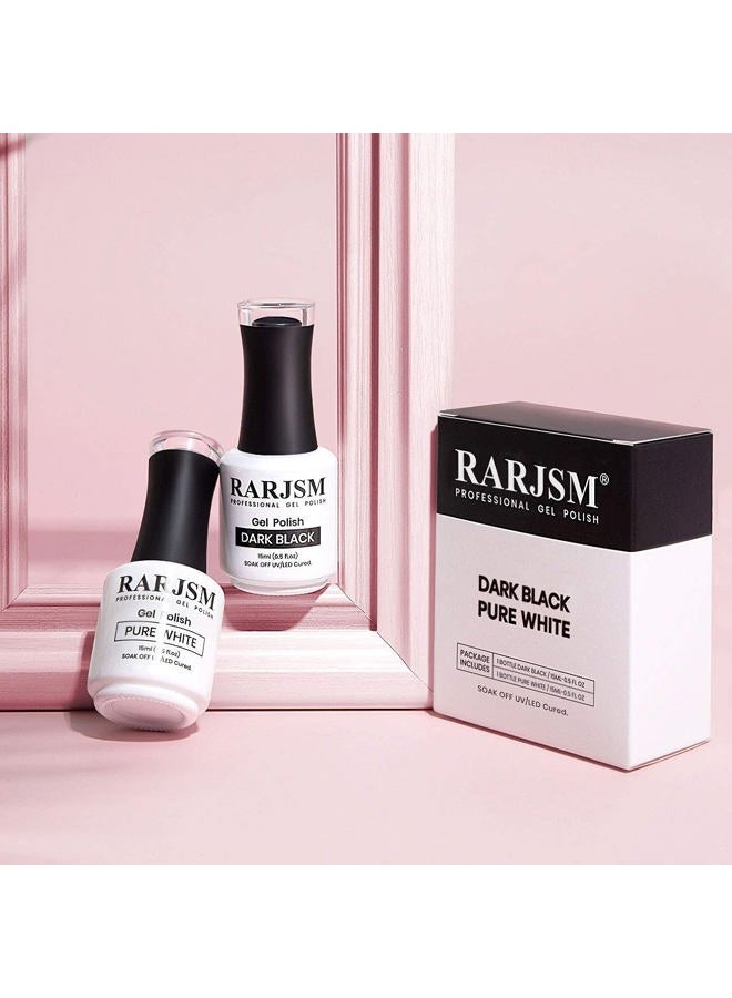 RARJSM 15ML Black White Gel Nail Polish Kit White Black Nail Polish Soak Off Led Lamp Cured Nail Art Vanish Starter Manicure Salon DIY at Home - Image 4