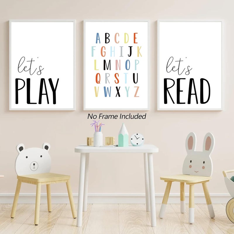 Joocrise Kids Playroom Wall Art Set - Let's Play and Read - Image 3